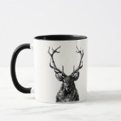 Mug Stag Reindeer Russe Noir & Blanc (Gauche)