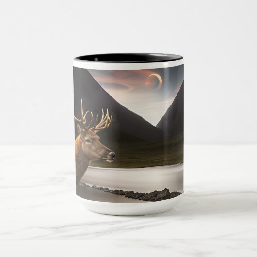 Mug Stag Scottish Highlands, Eclipsing Moon (Centre)