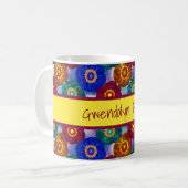 Mug Stained Glass Abstract Red Green Blue Orange (Devant gauche)