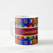 Mug Stained Glass Abstract Red Green Blue Orange (Devant gauche)