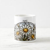Mug Stained Glass Birth Flower April Daisy Name (Centre)