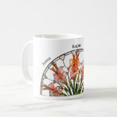 Mug Stained Glass Birth Flower August Gladiolus Name (Devant gauche)