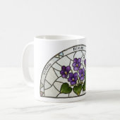 Mug Stained Glass Birth Flower February Violet Name (Devant gauche)