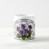 Mug Stained Glass Birth Flower February Violet Name (Centre)