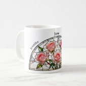 Mug Stained Glass Birth Flower June Rose Personalized (Devant gauche)