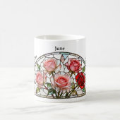 Mug Stained Glass Birth Flower June Rose Personalized (Centre)