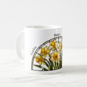 Mug Stained Glass Birth Flower March Daffodil Name (Devant gauche)