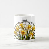 Mug Stained Glass Birth Flower March Daffodil Name (Centre)