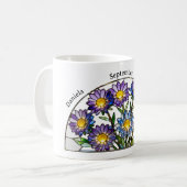Mug Stained Glass Birth Flower September Aster Name (Devant gauche)