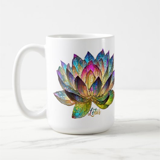 Mug Stained Glass Colorful Lotus Flower (Gauche)