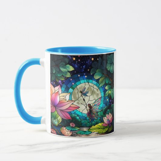 Mug Stained Glass Little Fairy With Dragonfly (Gauche)