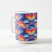 Mug Stained Glass Mountain Watercolor Birthday Gift  (Devant gauche)