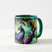 Mug Stained Glass Peacock Floral Wreath Art (Devant droit)