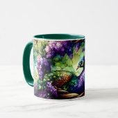 Mug Stained Glass Peacock Floral Wreath Art (Devant gauche)