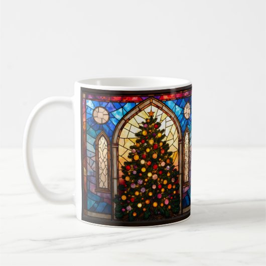 Mug Stained Glass Style Pretty Christmas Tree  (Gauche)