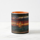 Mug Stainglass sunset with Pelican and Sailboat (Centre)