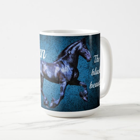 Mug Staline noir/beauté noire, bleu cheval (Devant droit)