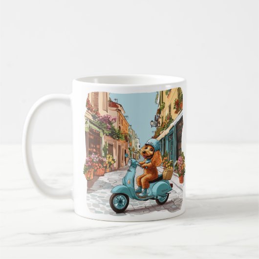 Mug Standard Poodle Dog Riding Scooter (Gauche)