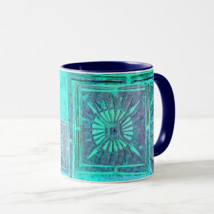 Mug STAR DU MATIN Pawnee Aqua Blue Turquoise Monogramm