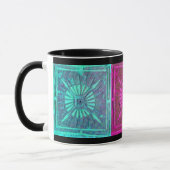 Mug STAR DU MATIN.rose, bleu aqua, turquoise, noir (Gauche)
