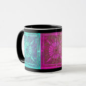 Mug STAR DU MATIN.rose, bleu aqua, turquoise, noir (Devant gauche)