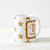 Mug Star Monogram Initial Orange Gold Nom de famille (Devant droit)
