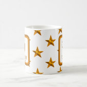 Mug Star Monogram Initial Orange Gold Nom de famille (Centre)
