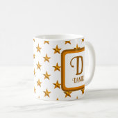 Mug Star Monogram Initial Orange Gold Prénom (Devant droit)