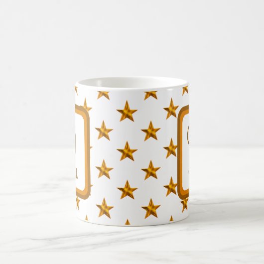 Mug Star Monogram Initial Orange Gold Prénom (Centre)