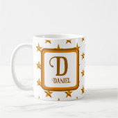 Mug Star Monogram Initial Orange Gold Prénom (Gauche)