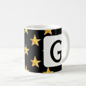 Mug Star N'Importe Quel Monogramme Initiale Jaune Noir (Devant droit)