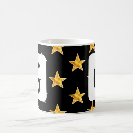 Mug Star N'Importe Quel Monogramme Initiale Jaune Noir (Centre)