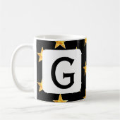 Mug Star N'Importe Quel Monogramme Initiale Jaune Noir (Gauche)