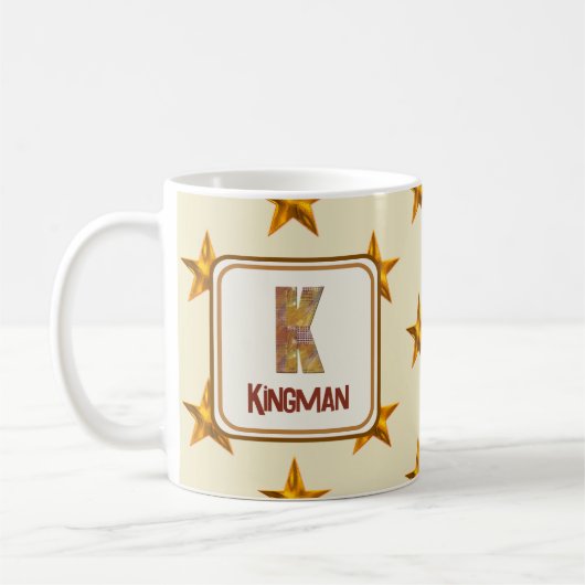 Mug Star Patchwork Nom K Monogramme initial (Gauche)
