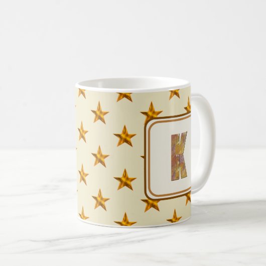 Mug Star Patchwork Prénom Nom K Monogramme initial (Devant droit)