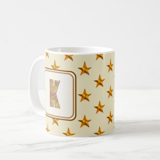 Mug Star Patchwork Prénom Nom K Monogramme initial (Devant gauche)