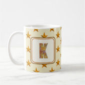 Mug Star Patchwork Prénom Nom K Monogramme initial (Gauche)