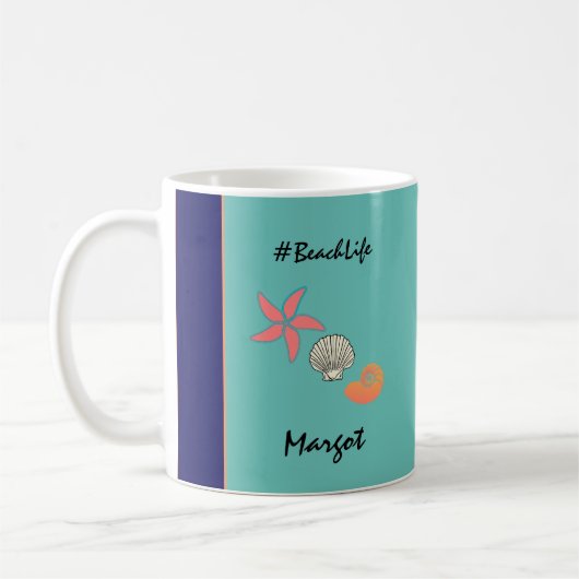Mug Starfish and Seashells Ocean Beach Life (Gauche)