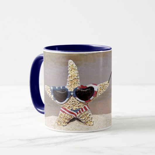 Mug Starfish avec drapeau américain (Devant gauche)