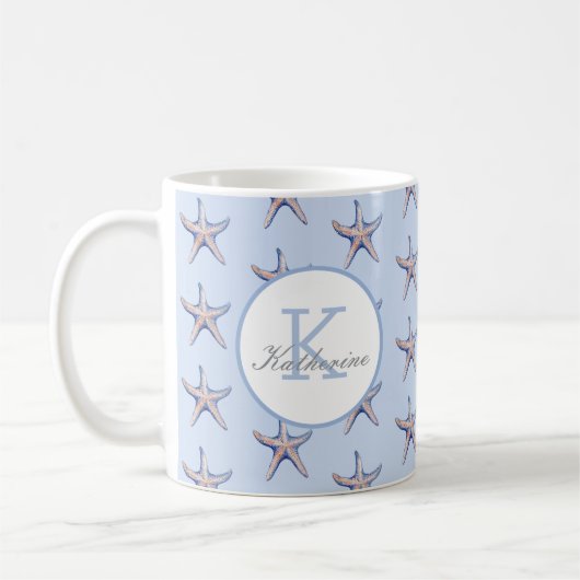Mug Starfish Motif Beach Marine Nom personnalisé (Gauche)