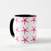 Mug Starfish Motifs Rose Blanc Noir Nautique Cute (Devant gauche)