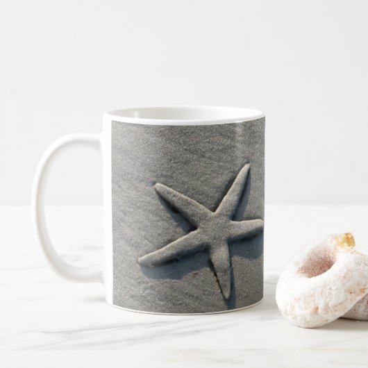 Mug Starfish Sand Ocean Beach Photo (Avec donut)