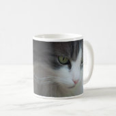 Mug Staring de chat noir et blanc (Devant droit)