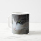 Mug Staring de chat noir et blanc (Devant gauche)