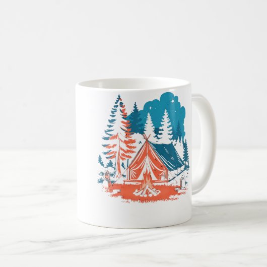Mug Starlit Camping Tent Campfire And Pine Trees Adven (Devant droit)