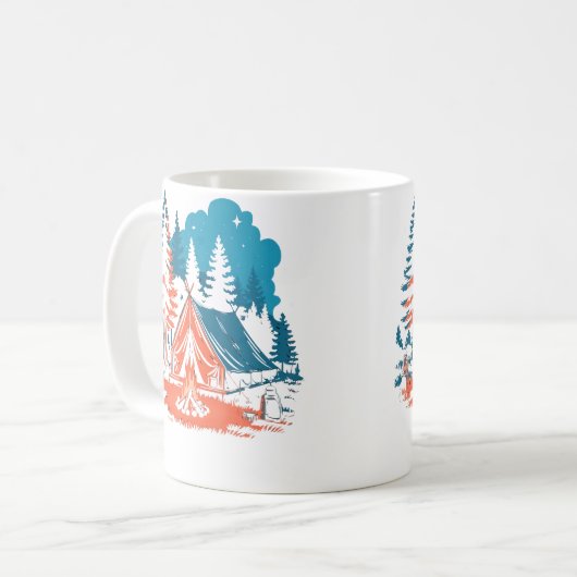 Mug Starlit Camping Tent Campfire And Pine Trees Adven (Devant gauche)