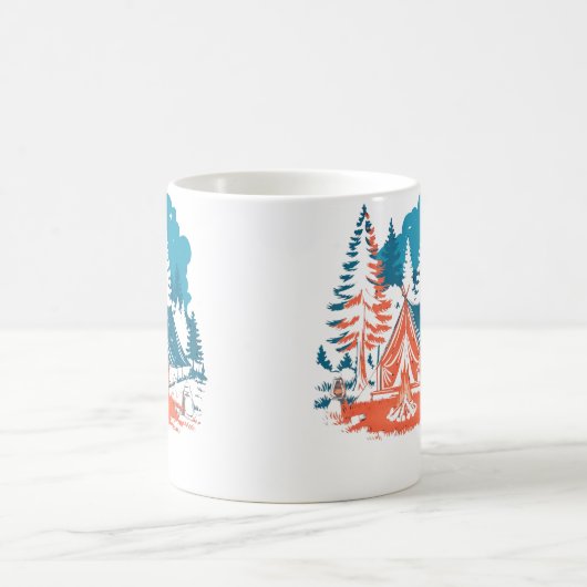 Mug Starlit Camping Tent Campfire And Pine Trees Adven (Centre)