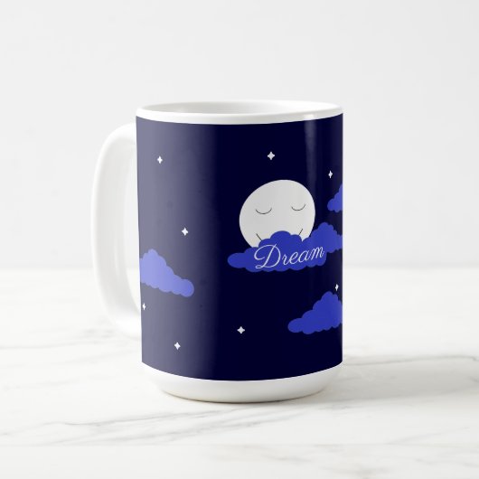 Mug Starry Moon with Clouds:  Dark Blue (Devant gauche)