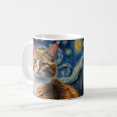 Mug Starry Night Art with a Cat (Devant gauche)