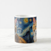 Mug Starry Night Art with a Cat (Centre)